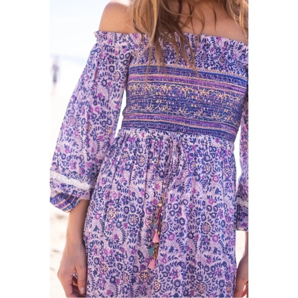 Alicia Bell dress purple Pink Cotton Silk boho Midi NEW Millie peasant BELL - Picture 2 of 7